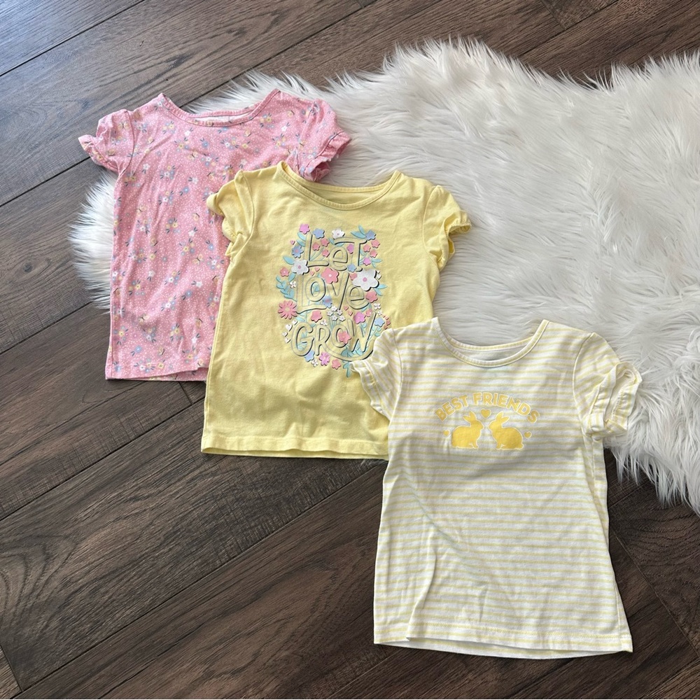 Size 5 Girls Yellow and Pink Shirts